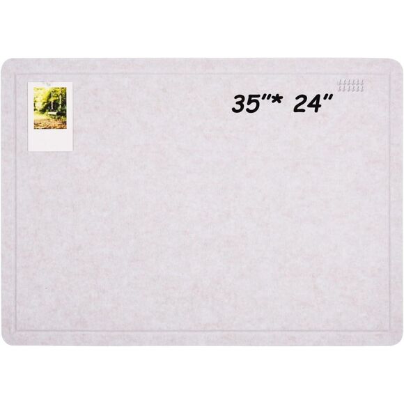 Felt Bulletin Board 35x24 Self-Adhesive Frameless w/ Push Pins Gray - Picture 2 of 8